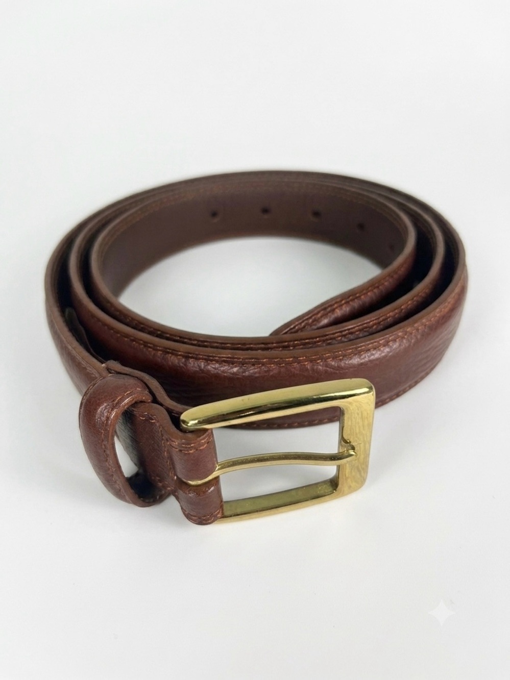Cole Haan Men's Brown Pebbled Leather Belt Solid Brass Buckle Size 110/44 Preppy